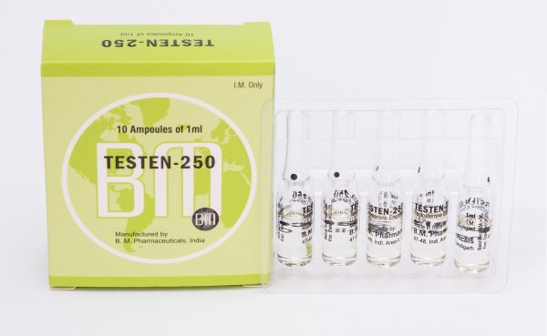 Testen 250 BM (Enanthate de testostérone injectable) 12ML [6X2ML Flacon].